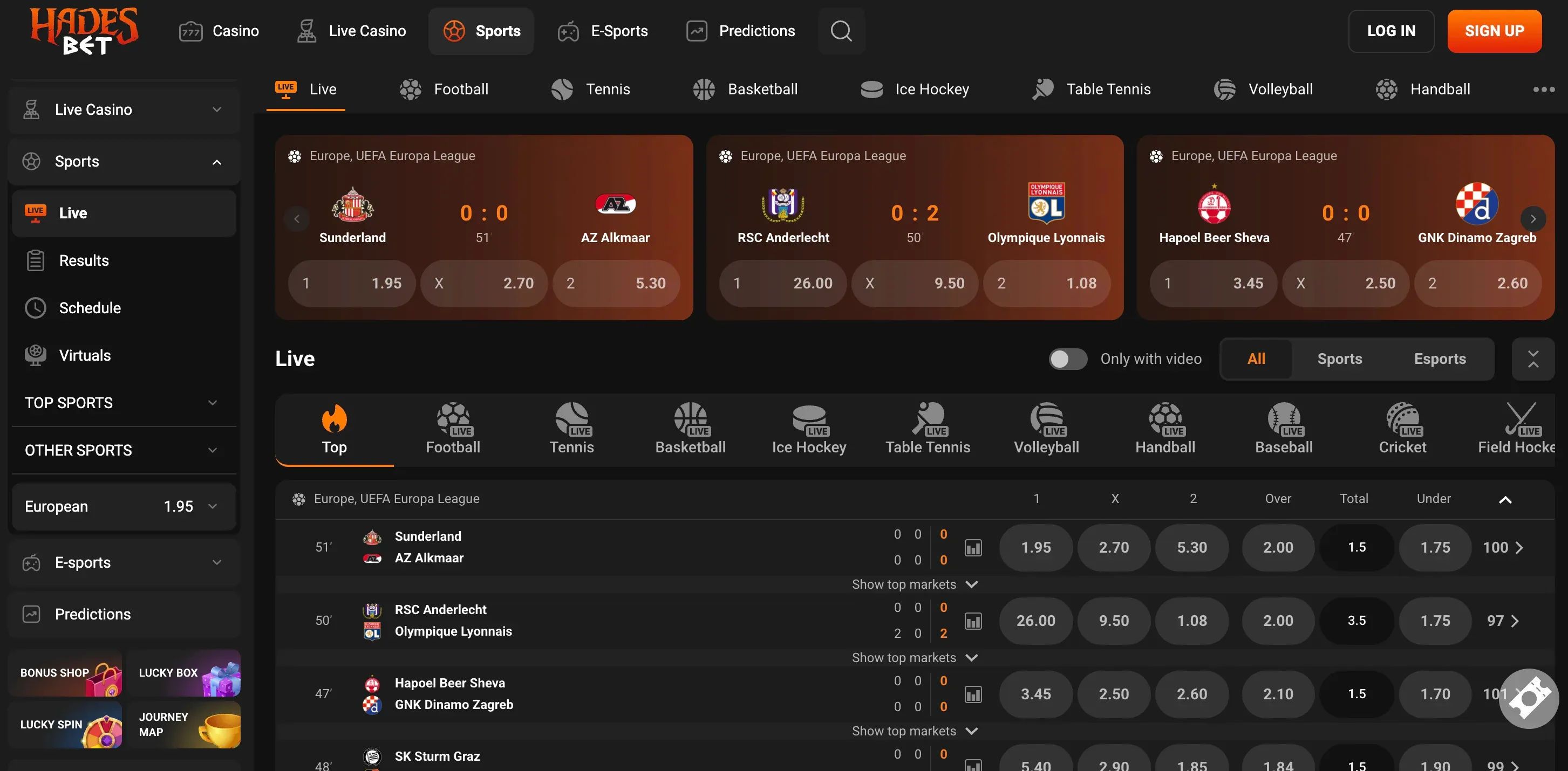 Sportovní sázení na Hadesbet